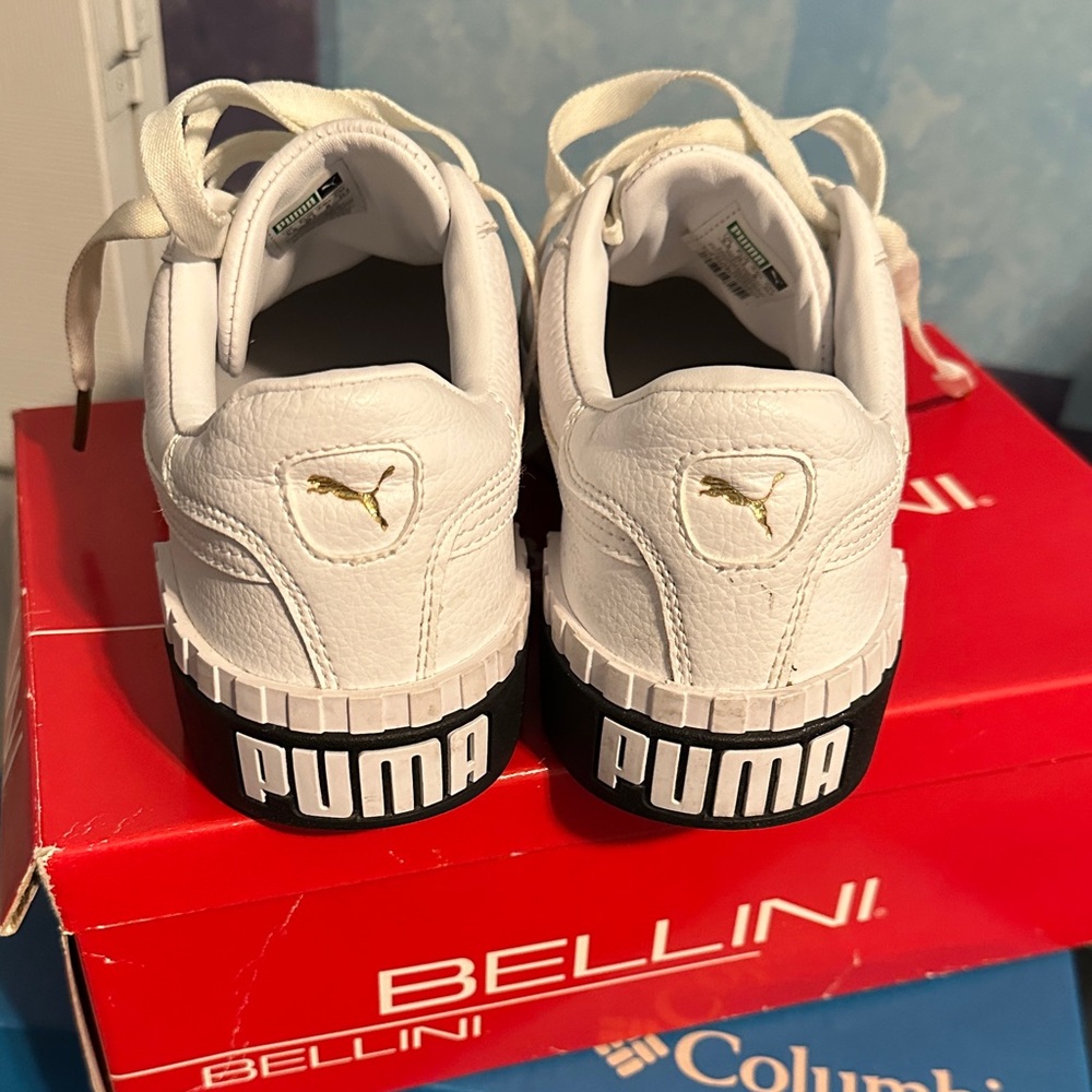 PUMA White and Gold Sneakers